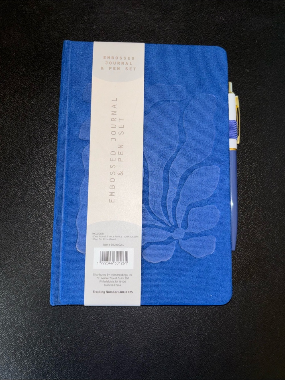 Blue Embossed Journal & Pen Set